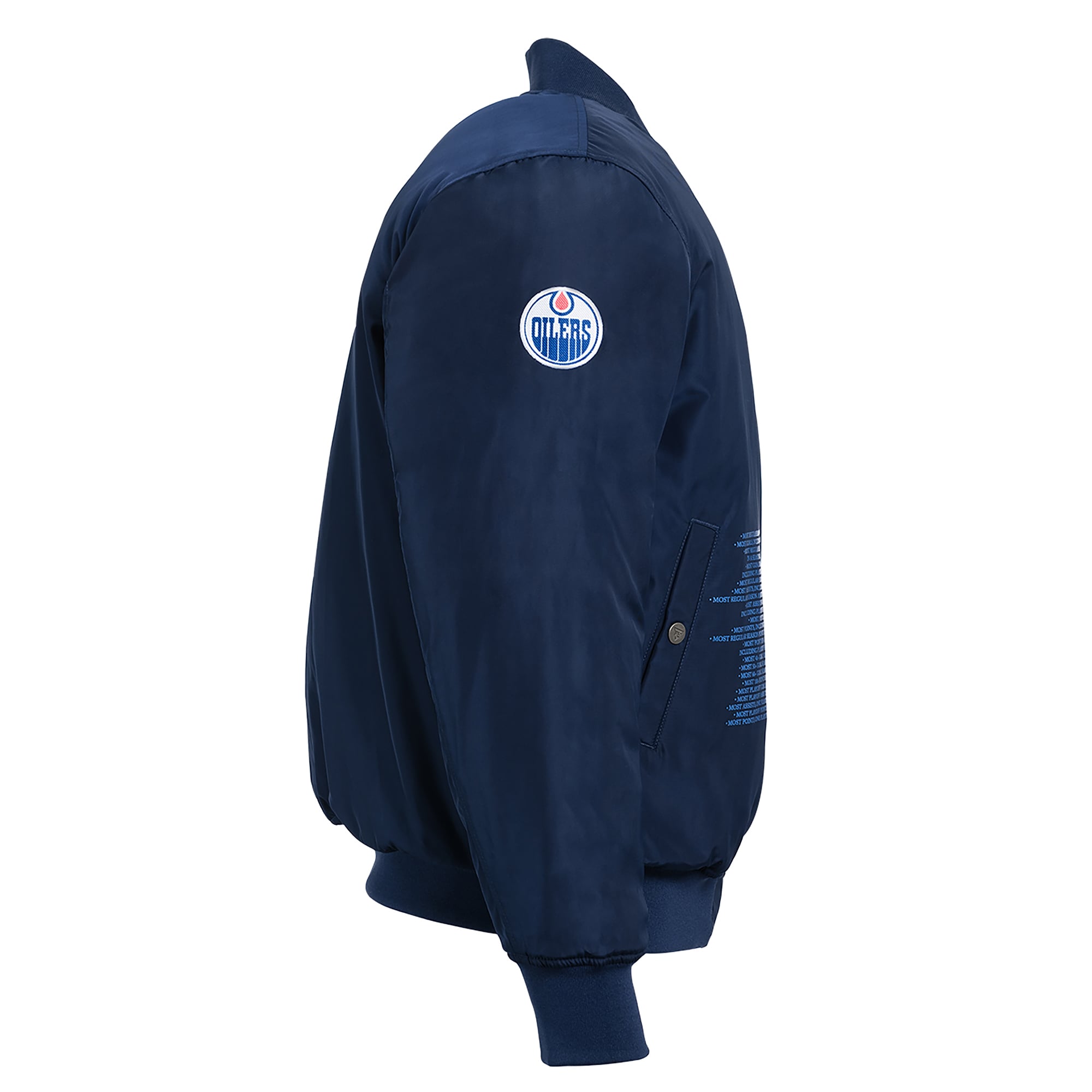 Veste bomber réversible zippée pour homme FE Wayne Gretzky Royal/Marine des Oilers d'Edmonton
